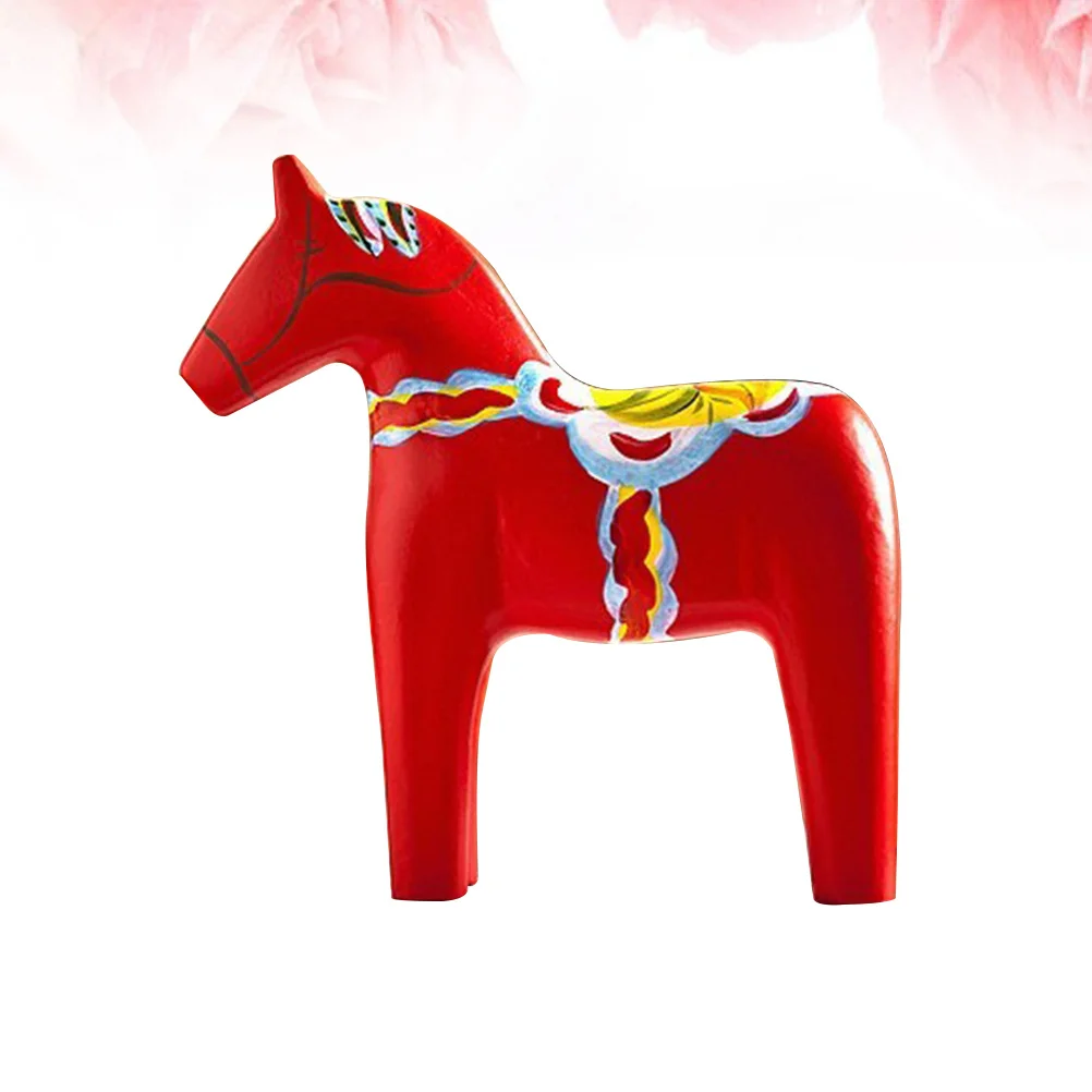 

Wood Horse Vintage Hand Carving Painted Small Red Decorative Wood Horse Crafts Home Office Party Gift Ornament