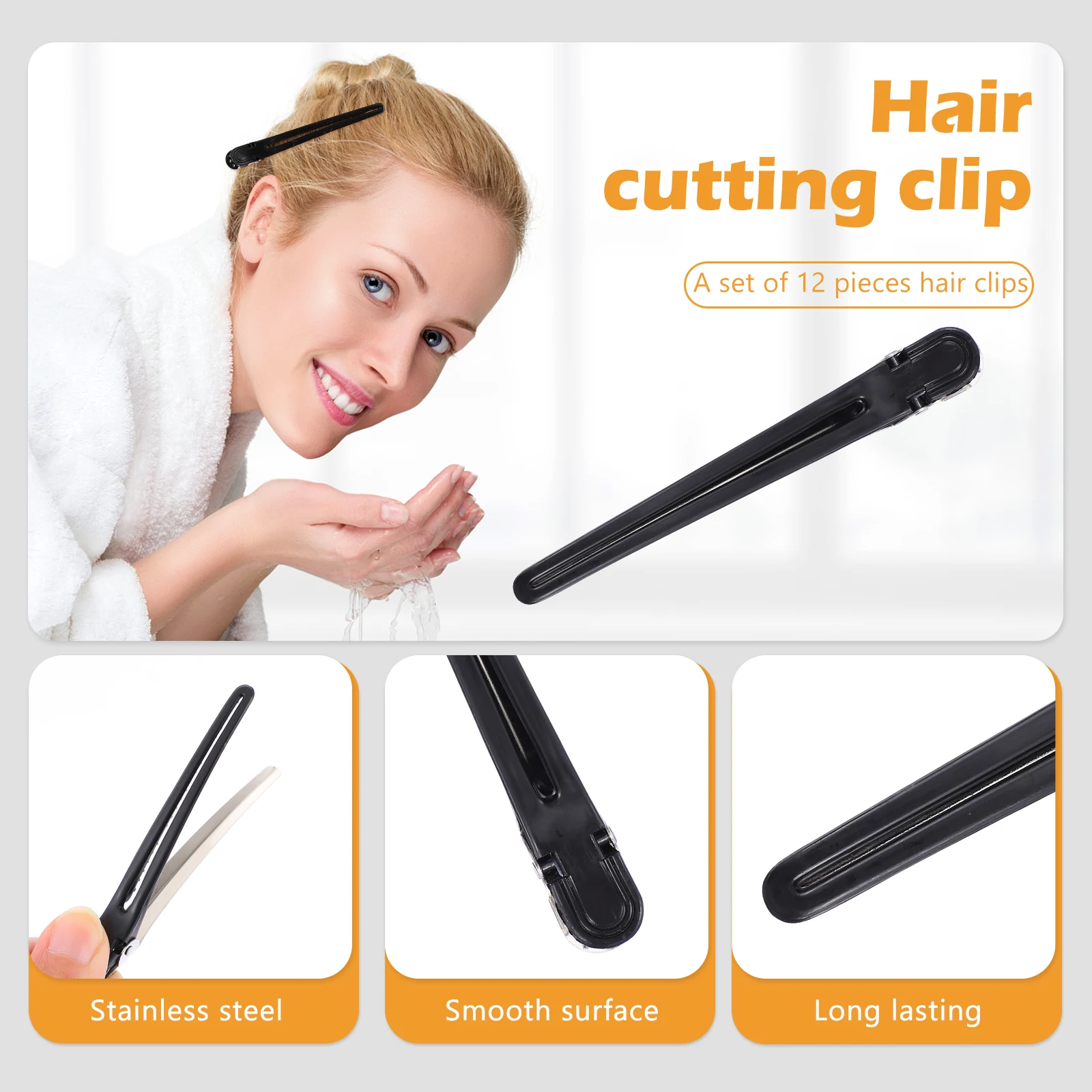

12pcs Duckbill Hair Clips Plastic Barber Hairdressing Clamps Styling Pins Girl Hair Cutting Holders Bright Color