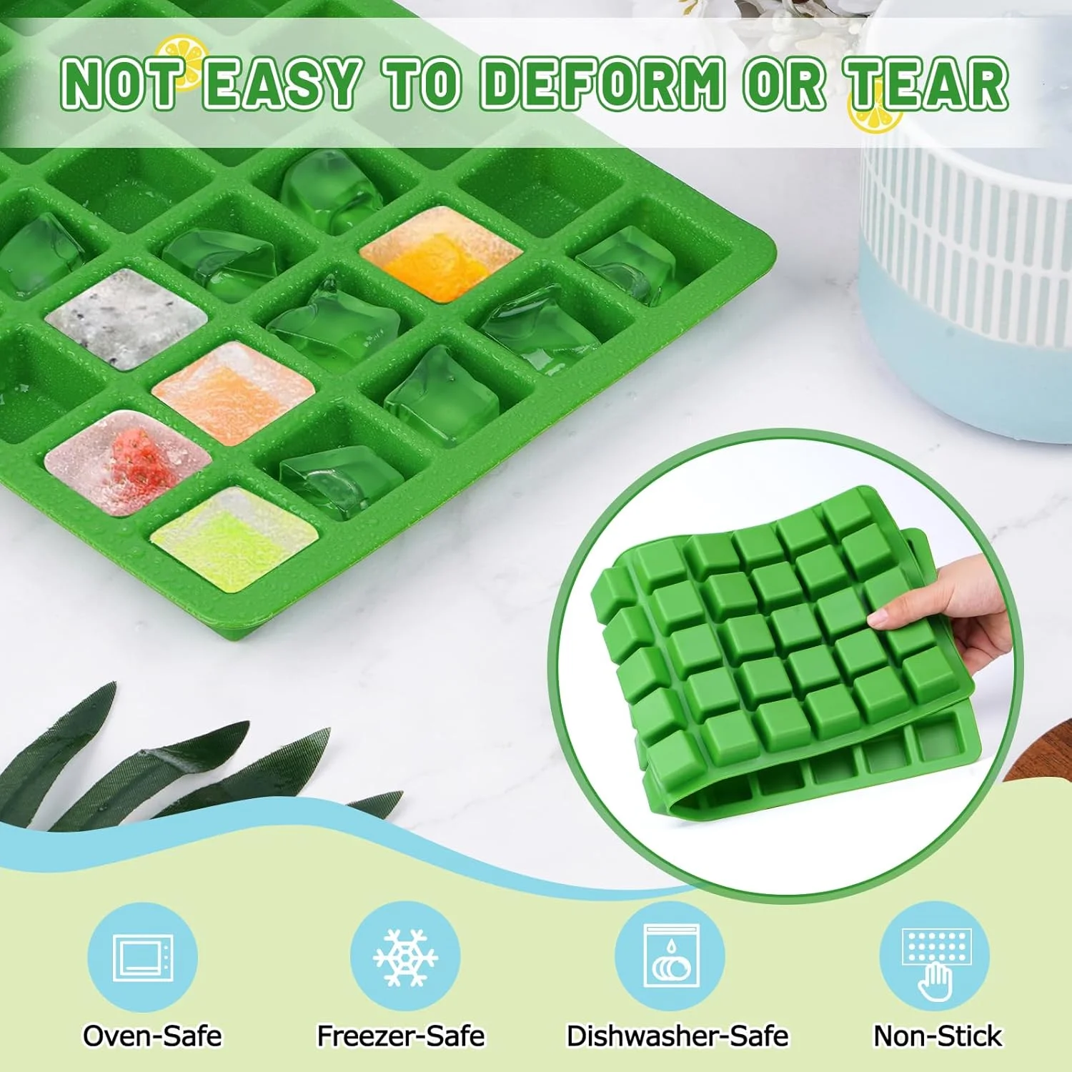

Silicone Ice Cube Tray, Large 60-Cell Reusable & BPA-Free Ice Mold for Whiskey Cocktails, Home Kitchen Bar Baking Supplies