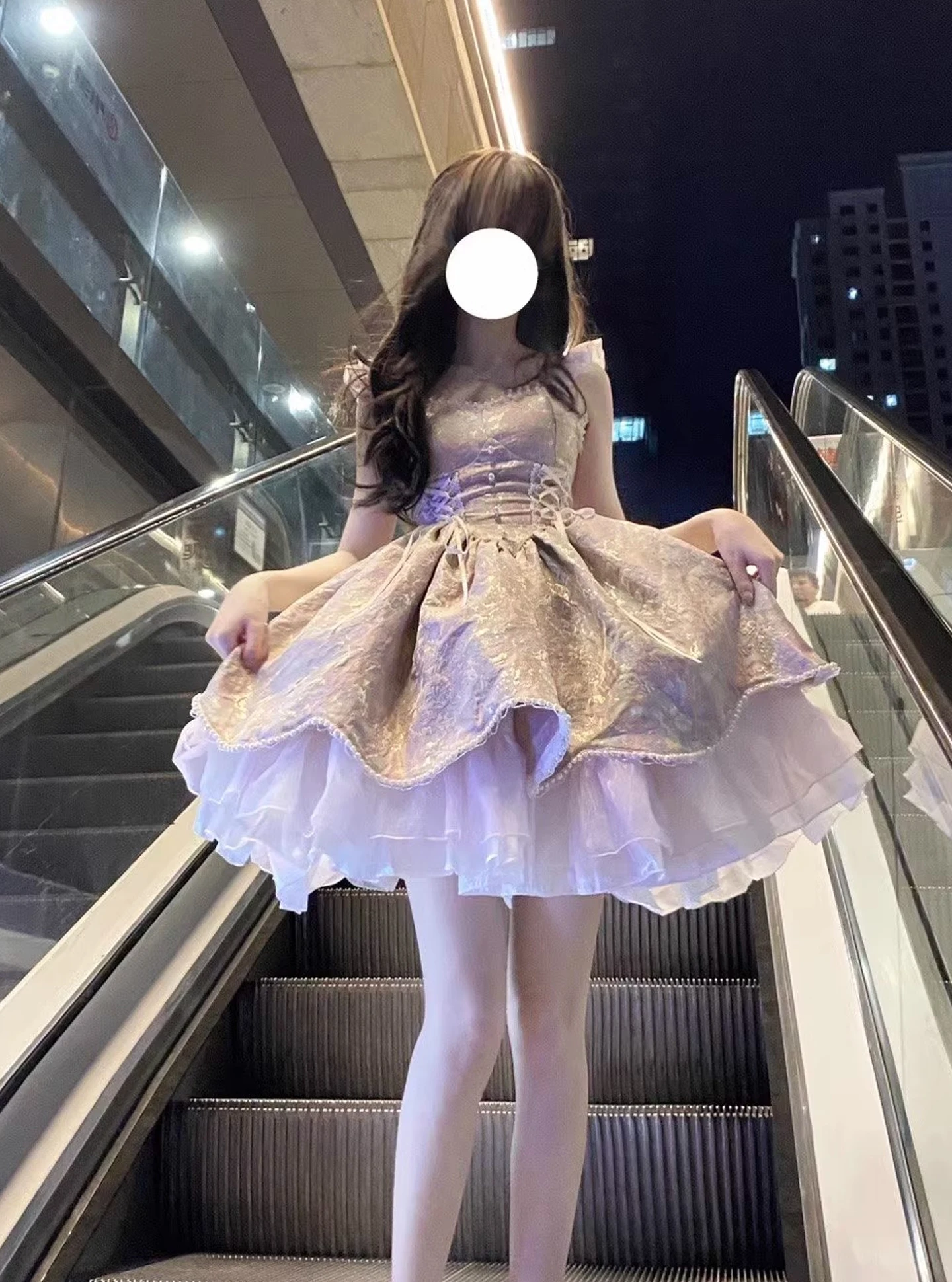 

Pink Purple Lolita Skirt with Fluffy Sleeves Embroidered Cute Daily Sweet JSK Dress for Women Summer 2025 Fashion Set