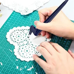 DIY Art Cutting Tool 360 Steel Rotating Blade Craft Cutting Knife Safety Cutter Paper Knife with 3pcs Blades Cutting Pen