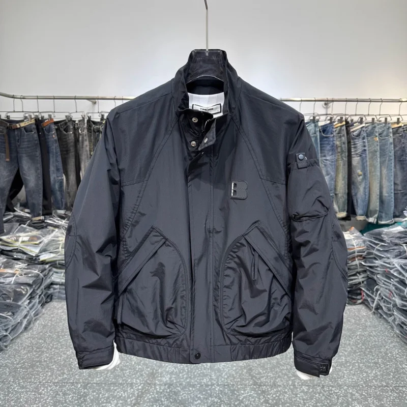 

Повседневная модная мужская рабочая одежда Jaet, весенне-осенний воротник-стойка, сли, полиэстер, длинная свеч, на молнии, без бренда