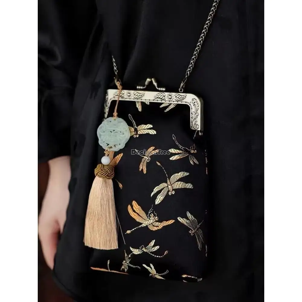 2025 chiński tradycyjny styl mody hanfu torba na akcesoria starożytna torba typu crossbody kobieta w stylu vintage codzienna ręcznie robiona torba z frędzlami w510 — zdjęcie 2