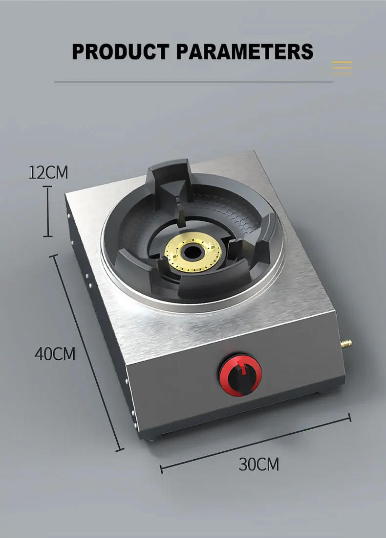 Household single gas stove series: made of stainless steel material, suitable for kitchen use