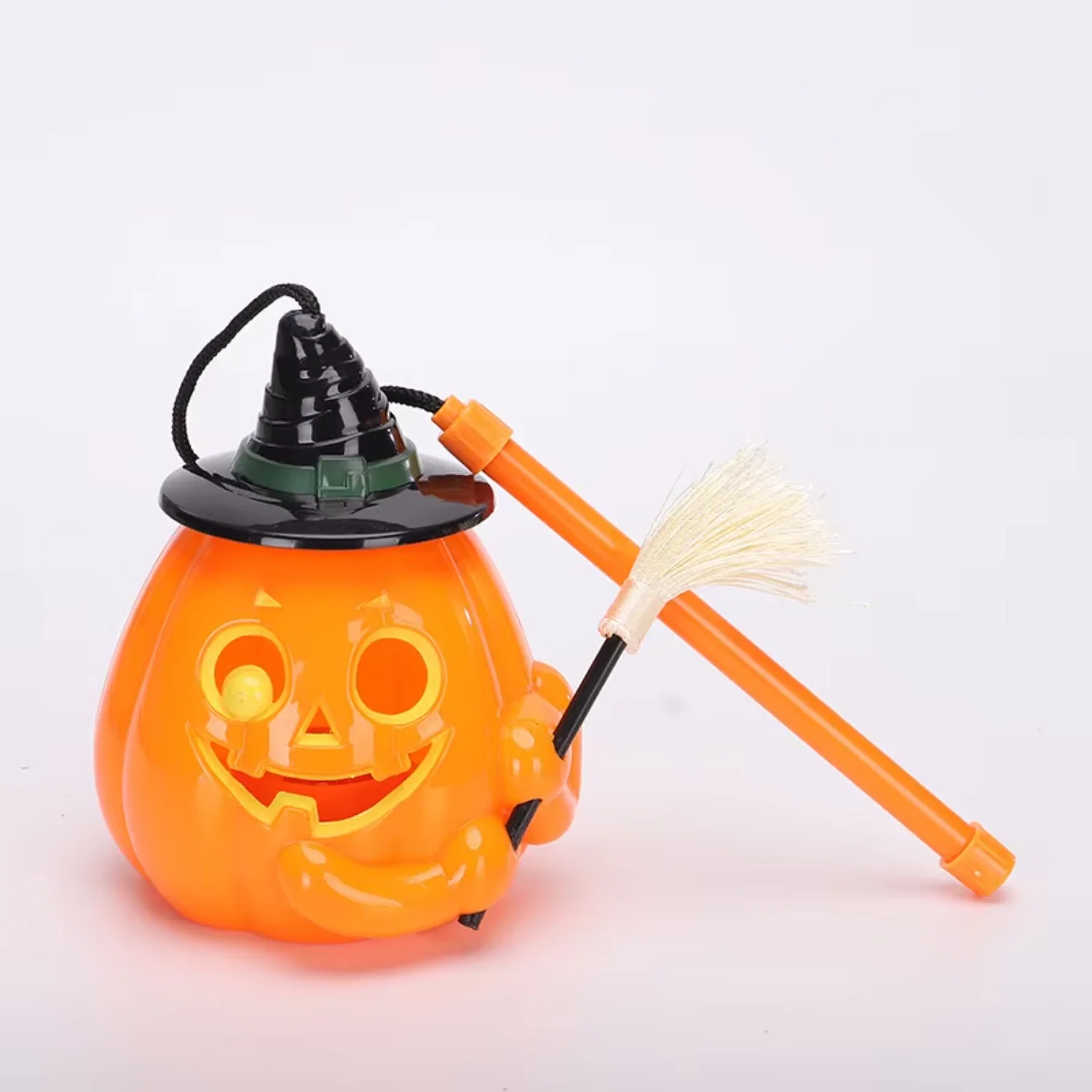 New Halloween Pumpkin Carrying Lights Broom Pumpkin Lights Ghost Festival  Decoration Toys Glowing Ghost Children's