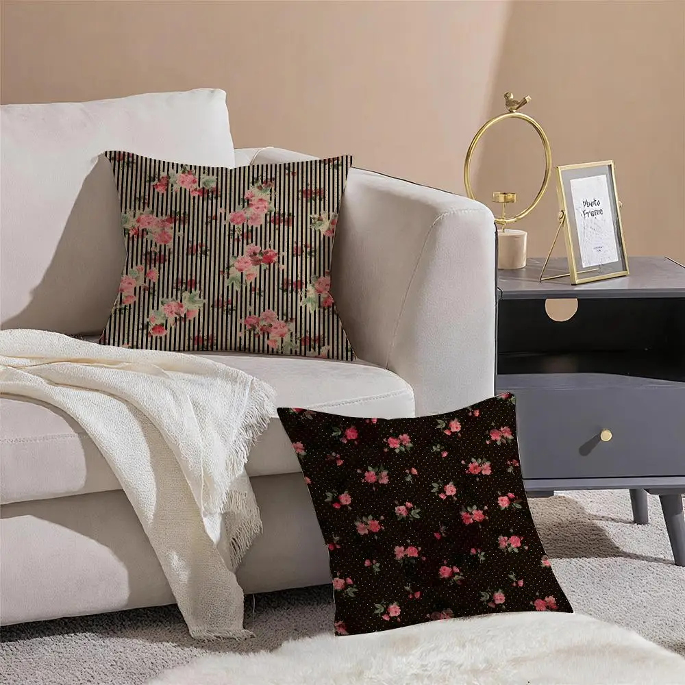 Warm Roses Bloom In Midsummer Cushion Cover Pattern Printed Pillowcase for Living Room Sofa Cushion Cover & Bedroom Decor
