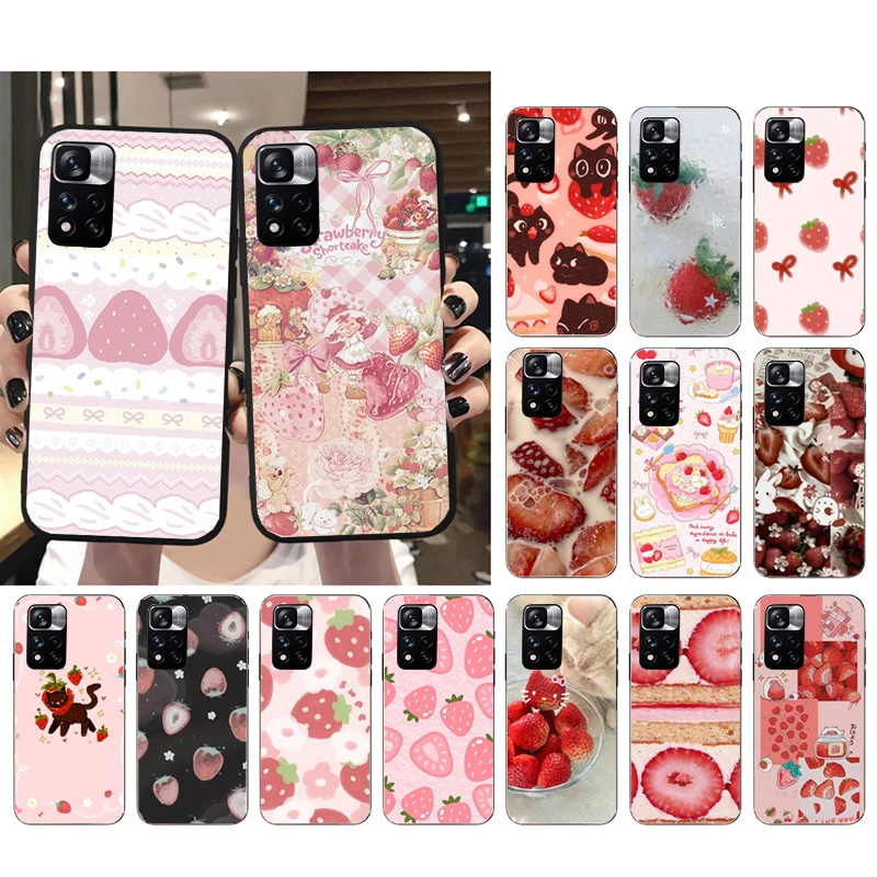 

Phone Case For Xiaomi Poco C71 15T 14T Pro Redmi note 15 14 14 13 Pro Redmi A5 15C 13C Strawberry Cat Cake
