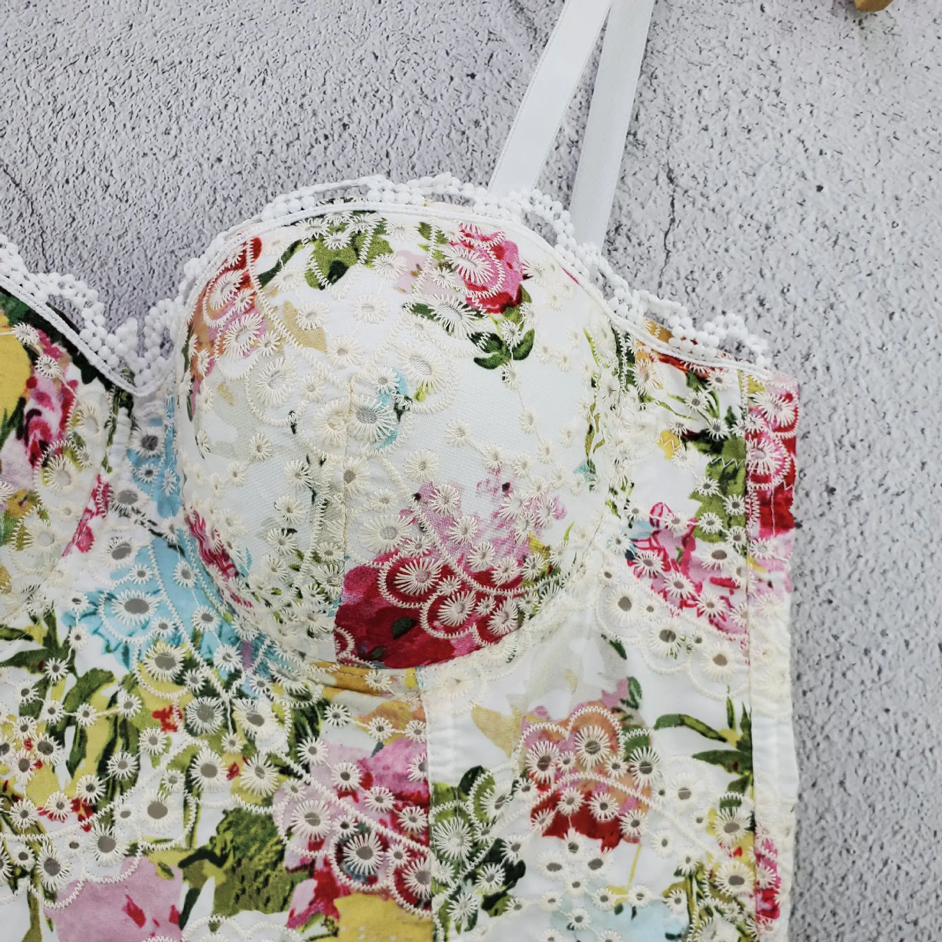 J735 دروبشيب حمالات الصدر الجميلة للفتيات النساء القطن تانك القمم الحلو الذاكرة القطن المطبوعة مع وسادة الصدر وحزام صديرية دائرية