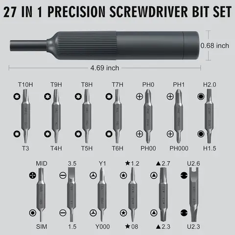 27 i 1 precisionsskruvmejselsats magnetiska bits pennstil manuella reparationsverktygssatser för glasögonklocka PC juvelerare bärbar dator iPhone 6 best sales iPhone-skruvmejselsats - №6