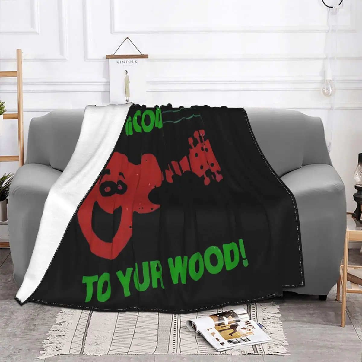 Guitar Funny Acoustic Player Be Good To Your Wood Vintage Gift 105 Cute Animal Throw Blanket