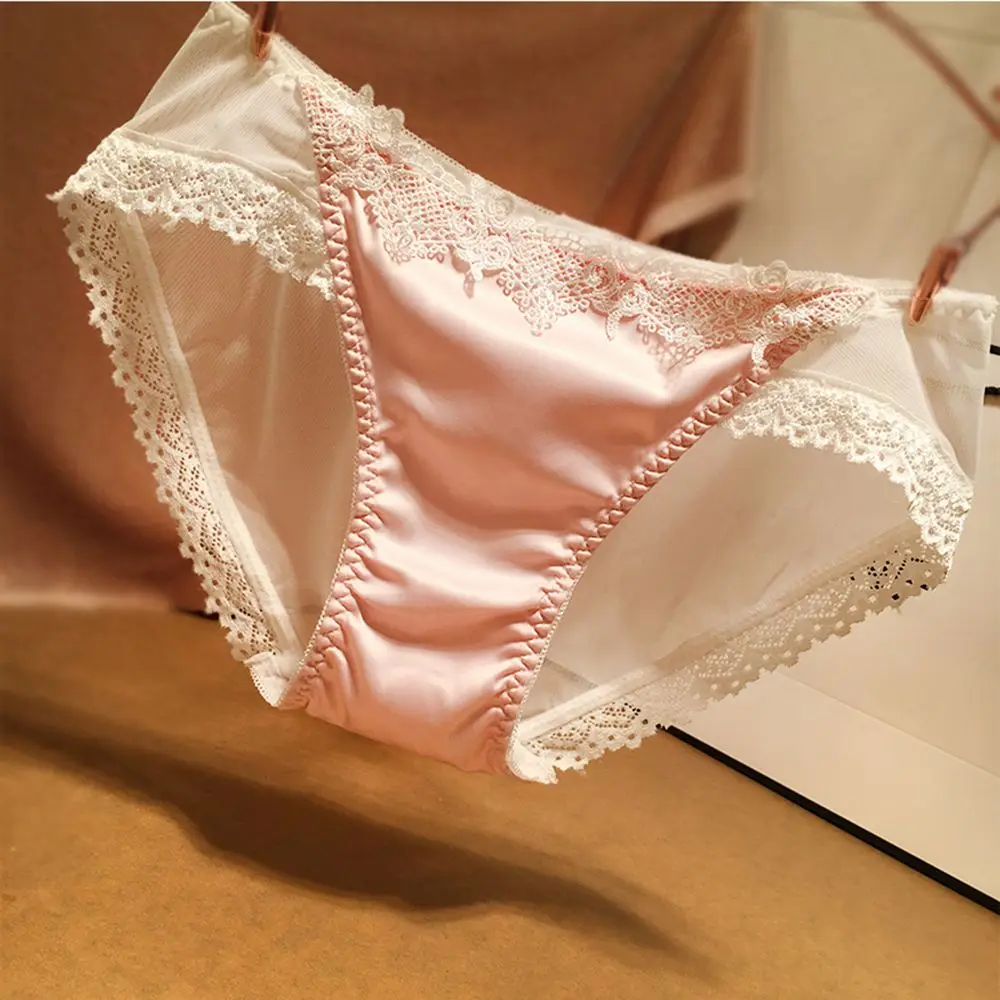 

Ladies Sexy Low-rise Satin Hollow Out Lingerie Briefs Lace Panties Underwear
