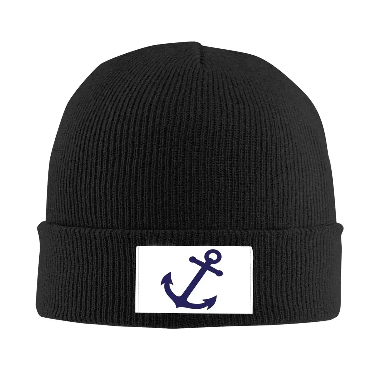 Navy Blue Anchor Knit Hat Cap Knitted Beanie  Beanies  Unisex Hipster