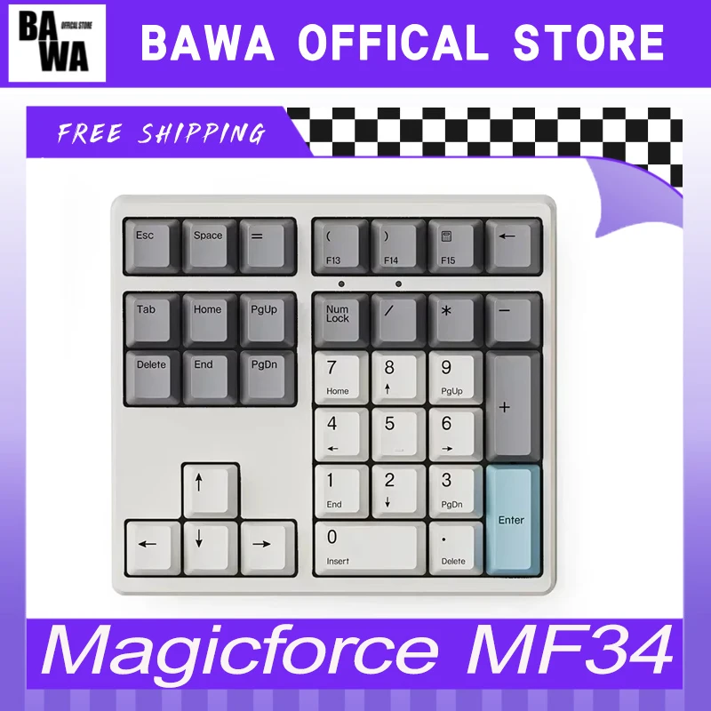 

Magicforce MF34 Механическая клавиатура Двухрежимная USB/2,4G Беспроводная цифровая клавиатура PBT Keycap Горячая замена 34 клавиши Игровая клавиатура Офис