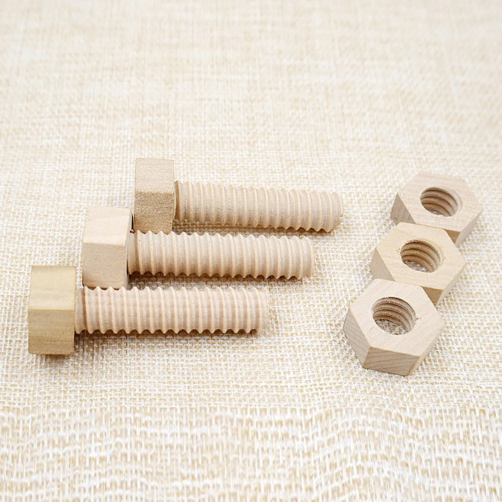 3Pcs Screw Nut Assembly Puzzle Wooden Educational Game for Kids Fine Motor Skills Desktop Decorative Ornament Wooden Ornaments