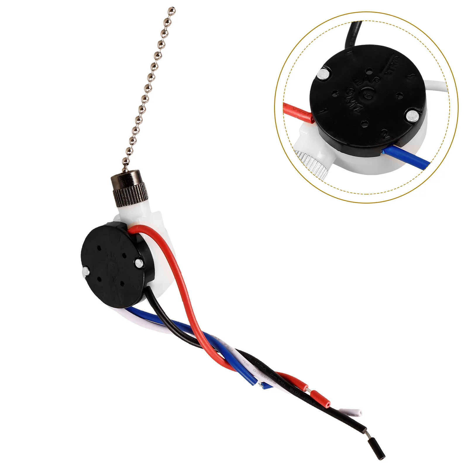 

Ceiling 3-Speed 4-Line Pull Ceiling Fan Pull Chain Switch Chain -208S Nickel Silver Replacement for Control