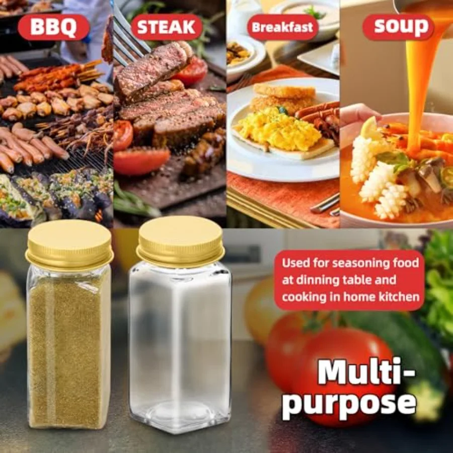 2Pcs 4oz Glass Spice Jars with Shaker Lids, Spice Jars Trial Set and Supplement Set, Empty Spice Containers and Square Spice Bo view 6
