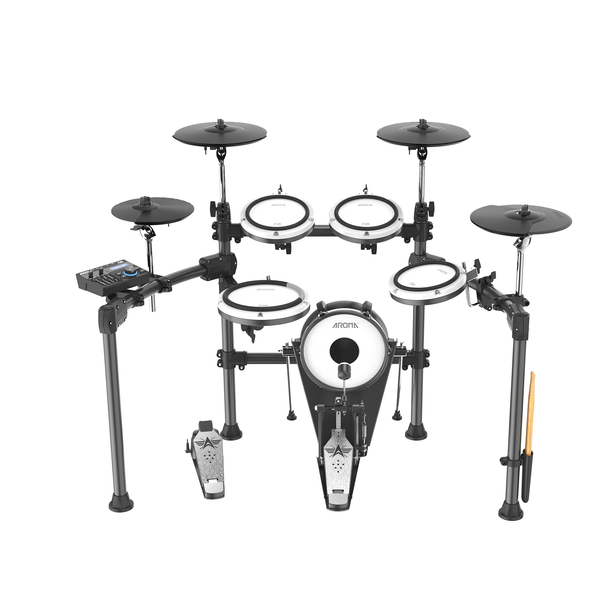 AROMA Updated Mesh Drum Electronic Drum 5 Drums 4 Cymbals With Bluetooth TDX-25 II