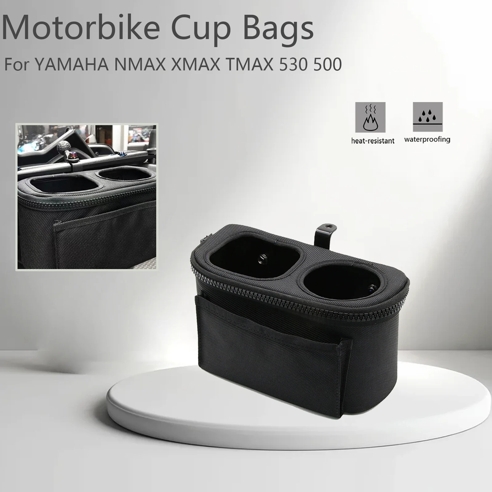 

For Yamaha NMAX XMAX TMAX 300 250 155 SX DX Motorcycle Handlebar Drinking Water Bottle Cage Cup Holder Storage Bag