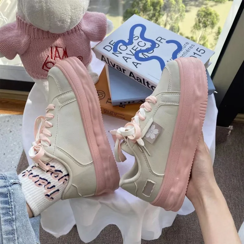 New In Y2k Fashion Designer Casual Sneakers Thick Sole Pink Heel Platform Ankle Boots Hip Hop Grunge Board Shoes Women Cute Shoe