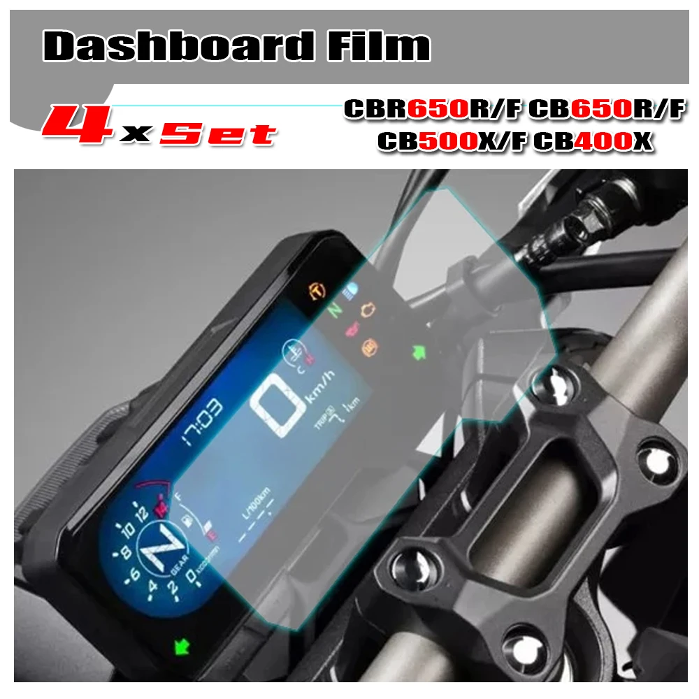 4x Protector de pantalla de tablero película protectora de pantalla contra arañazos para HONDA CB400X CB500F CB500X CBR650R CB650R 2019-2024