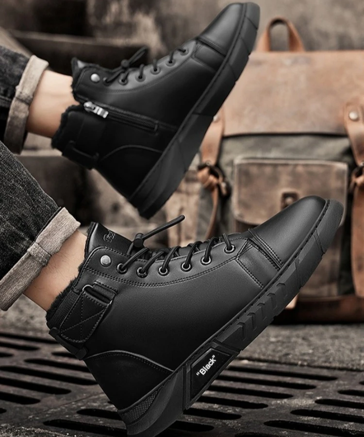 Große Herren-Schneestiefel mit Winterfleece Warme Herren-Baumwollschuhe Herrenstiefel – Detail 5