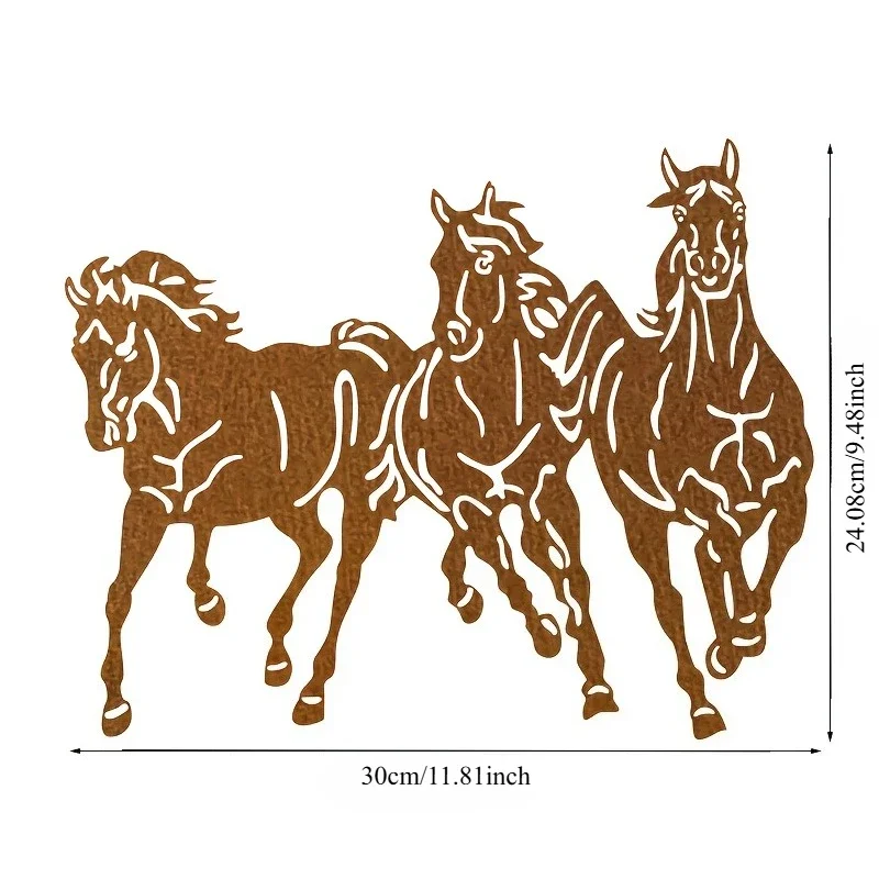 1pc Galloping Horse Metal Wall Decoration - Three Galloping Sculptures,Rustic Farmhouse Decoration, Suitable for Living Rooms