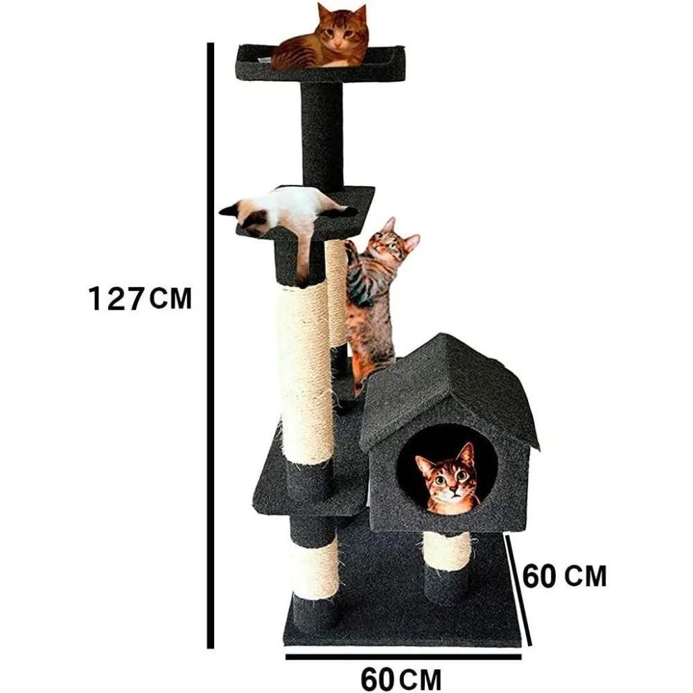 Multi-Level Cat Tree Stand Sisal and Carpet House Furniture Kittens Activity Tower with Scratching Posts Kitty Pet Play House