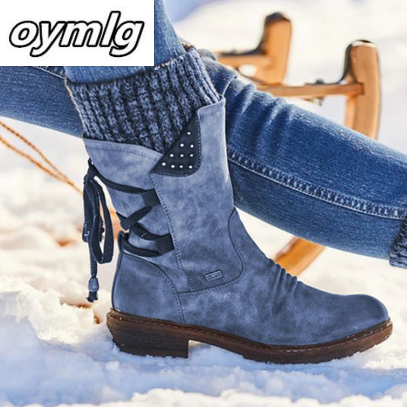 2020 Women boots Winter Mid-Calf Boot Winter Shoes Ladies Fashion Snow Boots Shoes Thigh High Suede Warm Botas Zapatos De Mujer