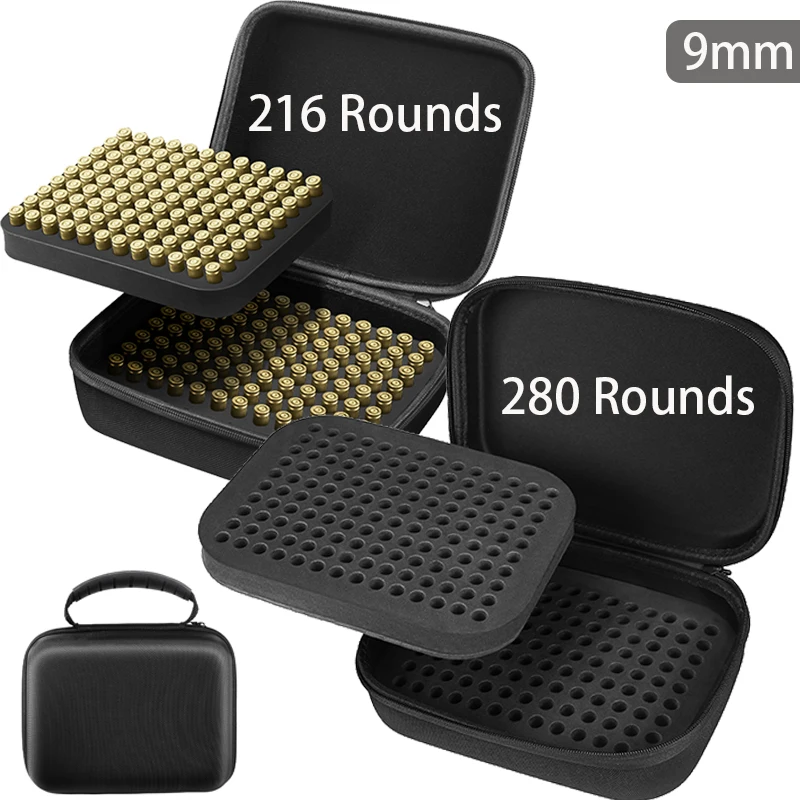 280/216 Rounds Case for Ammunition 9mm Bag Double-Layer Ammo Box Cartridge Pouch Portable Bullet Holder Handbag Outdoor Shooting