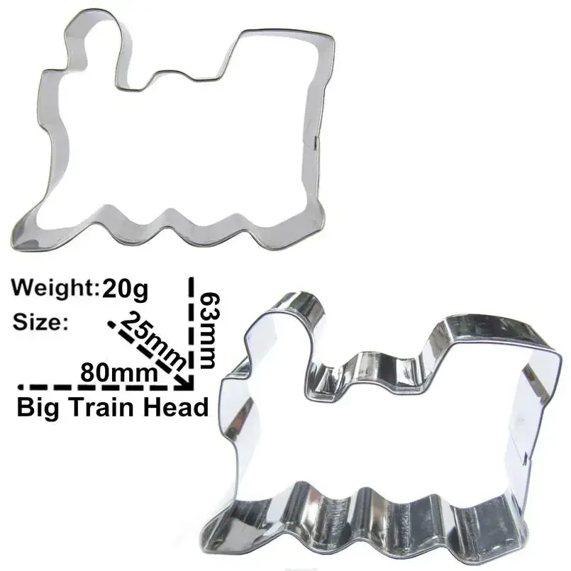 2pcs Big Train Head Stainless steel Cookie cutter biscuit embossing machine Pastry soft candy baking molds Cake decorating Tools