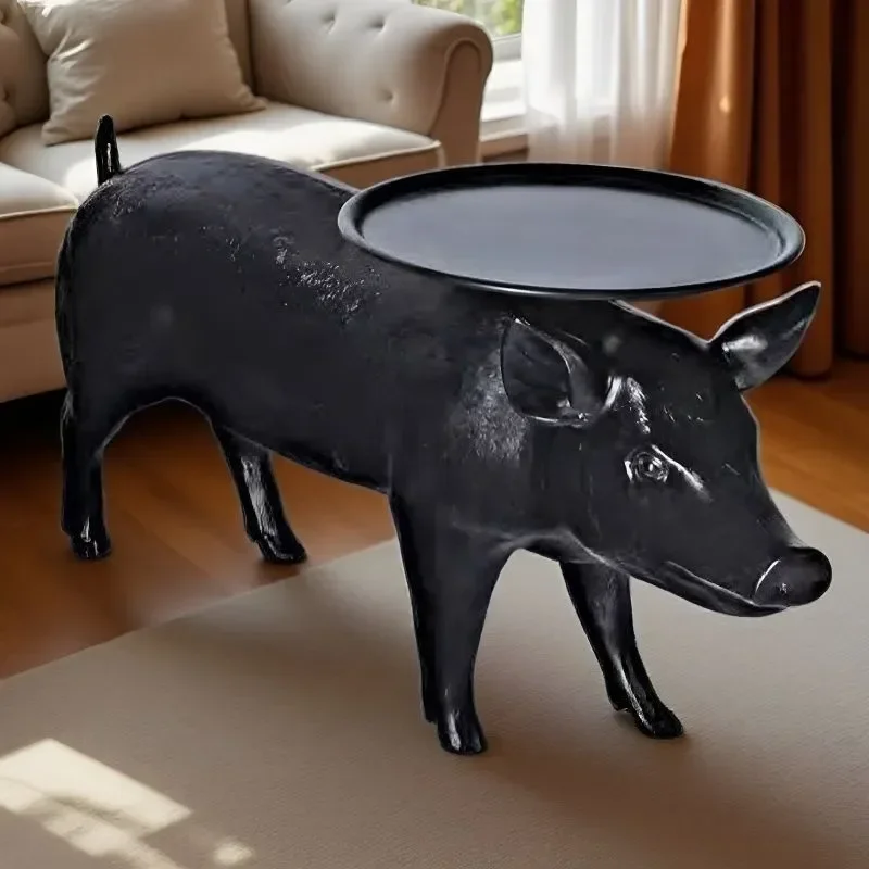 Creative Pig Shaped Fiberglass Tray Decorative Ornament for Living Room Office Home Crafts Sculpture Artwork