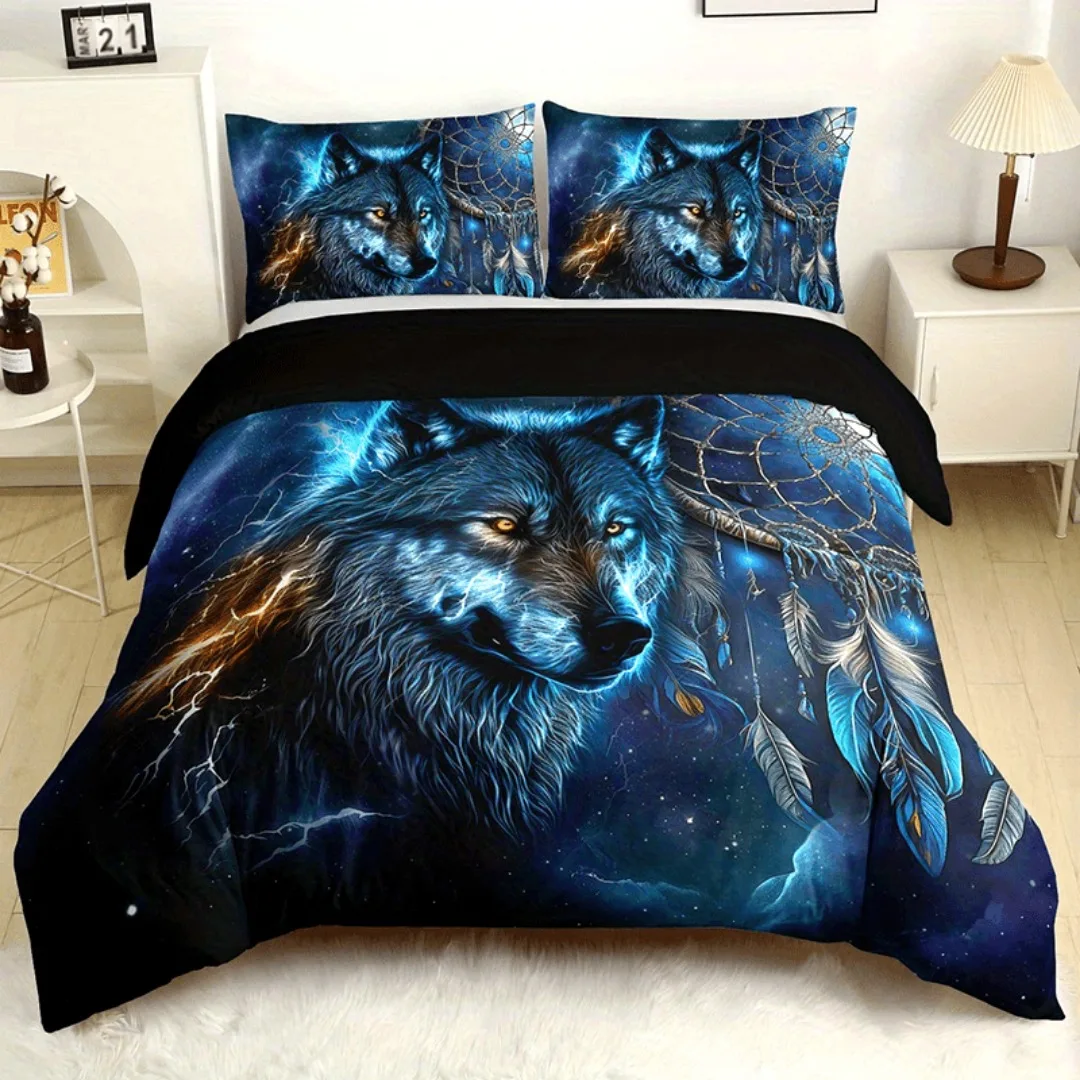 3pcs Bedding Set Forest Animal Dark Wolf 3D Print Soft Comfortable Duvet Cover King Queen Twin Single Size Bithday Gift for Boys