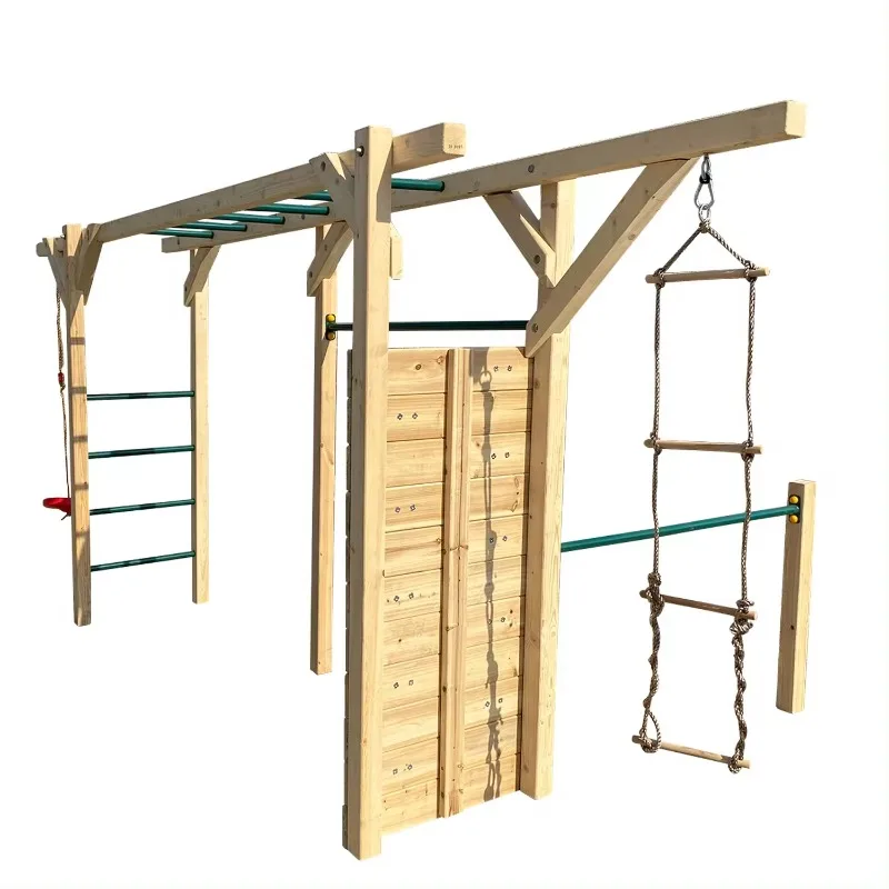 6 in 1 Wooden Fitness Equipment Children Climbing Ladder Wooden Kids Outdoor Monkey Bar