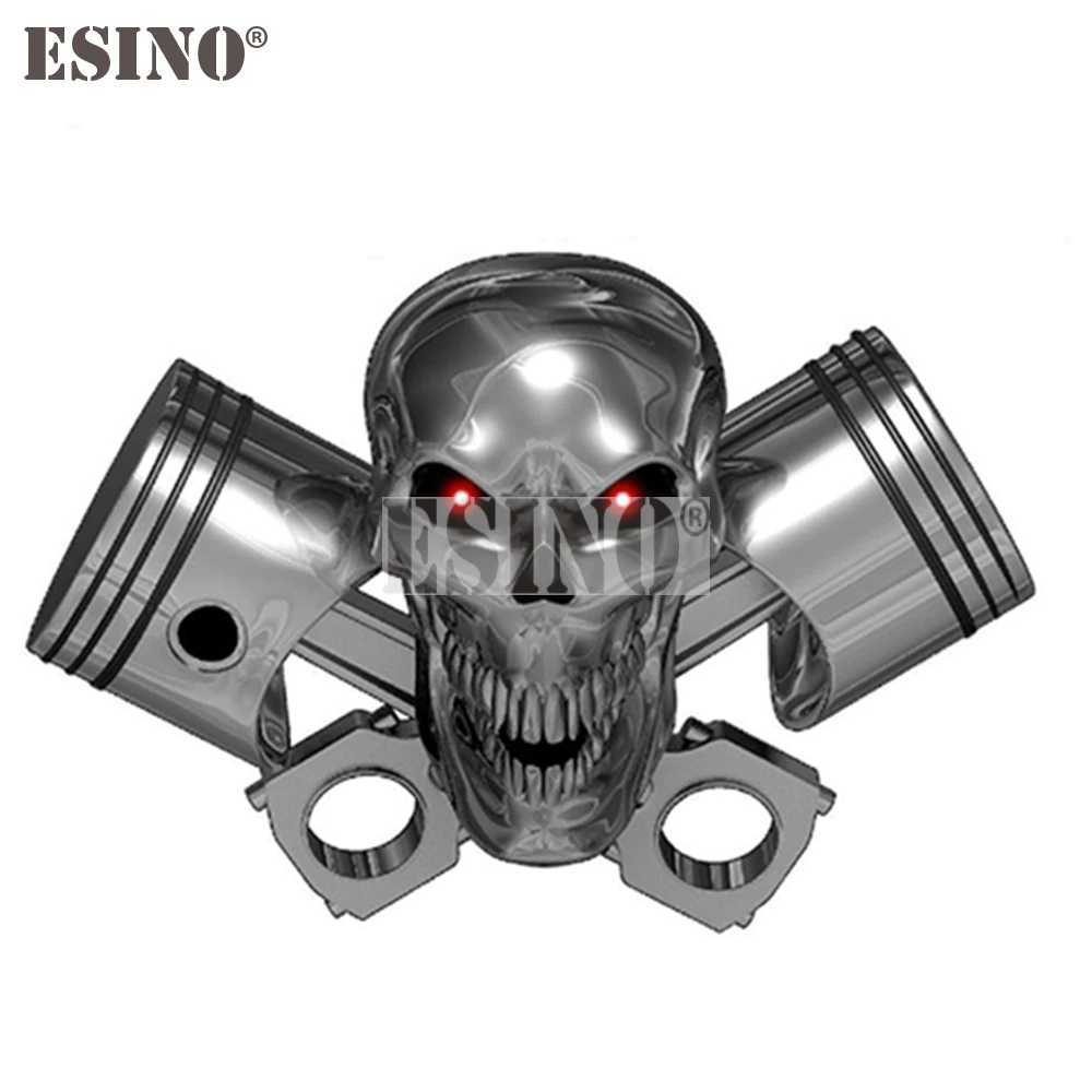 Car Styling Creative Cool Warning Skull Twin Pistons PVC Waterproof Car Body Sticker Pattern Autobobile Vinyl Decal