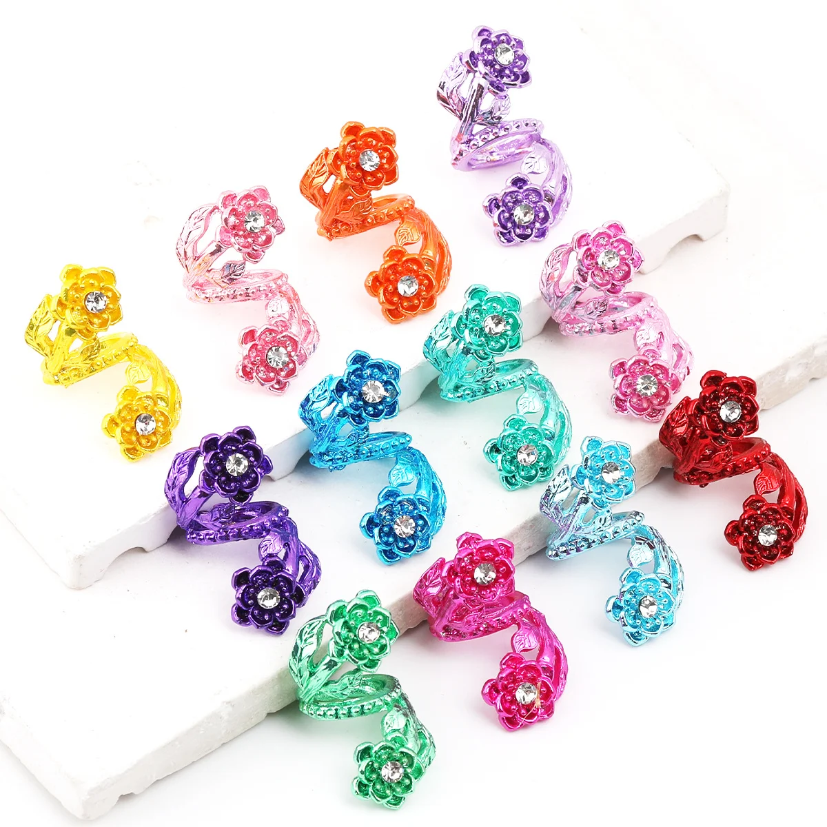 10/15pcs Random Color 15*30mm Zinc Alloy Floral Spiral Beads, Sparkly Decor Parts for Handicraft DIY Creative Ornament Projects