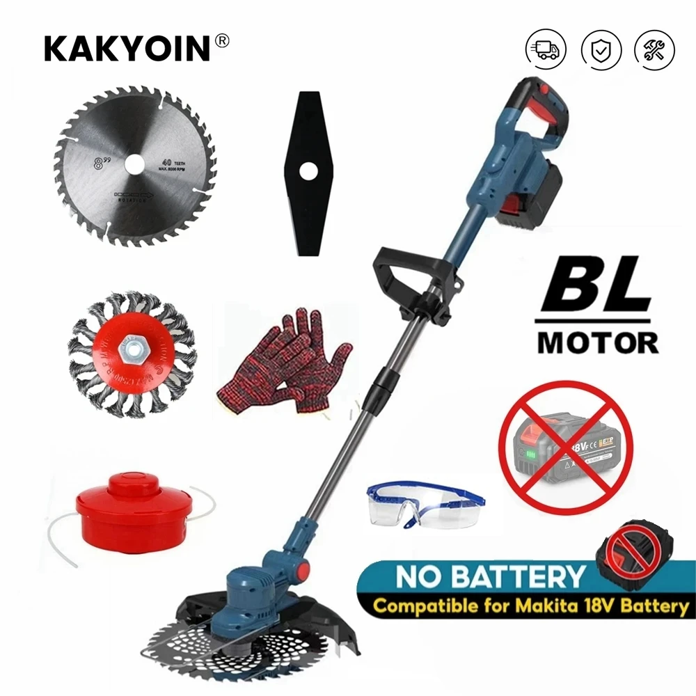 3800W Cordless Lawn Mower Brushless Motor Electric Grass Trimmer Adjustable Angle Telescopic Pruning Garden Tool Wire NO Battery