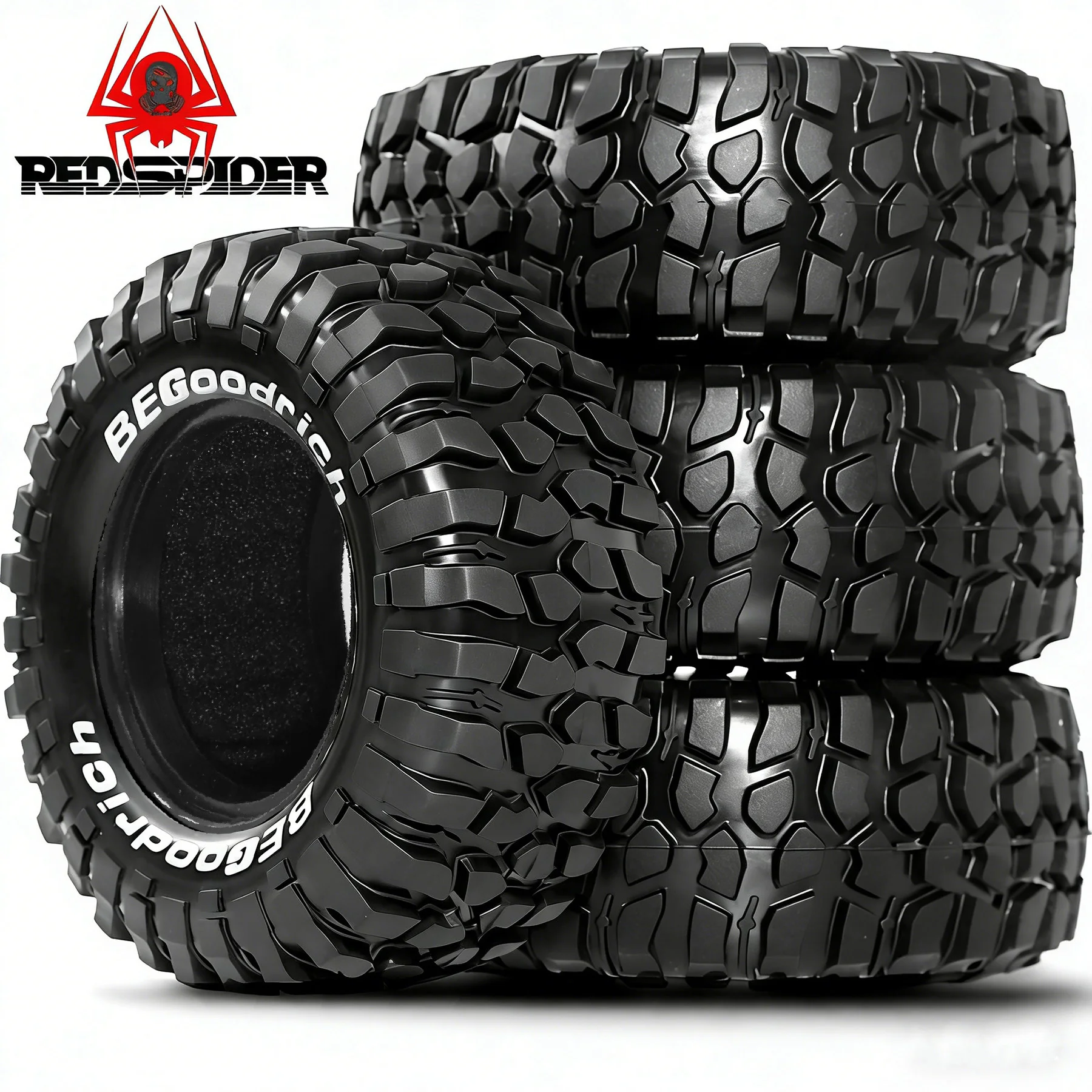 Pneus de Borracha RED SPIDER 4PCS 1.9 polegadas 95mm para Carro RC Crawler 1/10 Traxxas TRX4 Defender AXIAL SCX10 RC4WD D90 Jeep Chevrolet TRX6