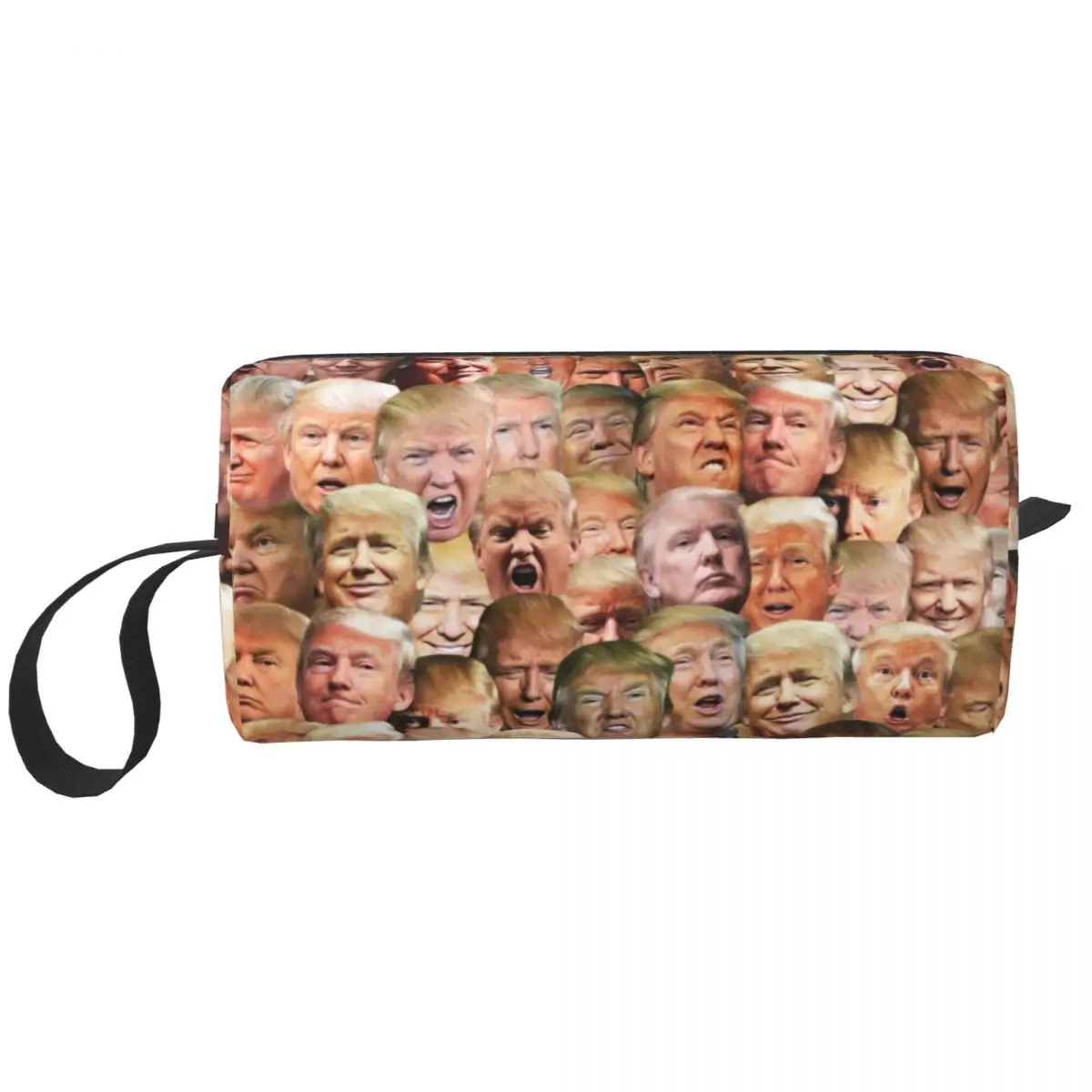 Trump Meme Collage Toiletry Bag Women American Presidential Trump Makeup Cosmetic Organizer Ladies Beauty Storage Dopp Kit Case