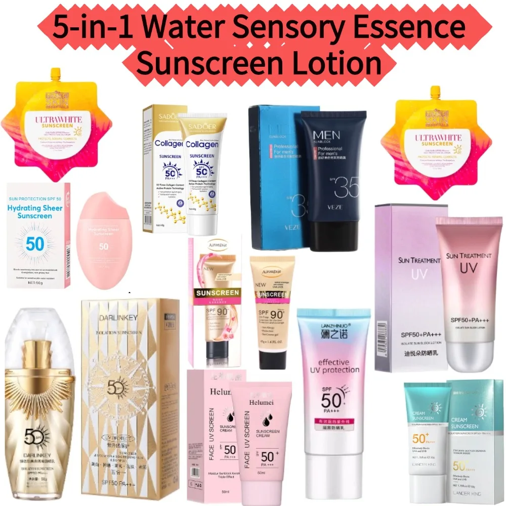 Loción Protectora Solar 5 en 1 con Esencia Sensorial de Agua, SPF50 PA+++, Protección Solar Multiefecto, Iluminadora, Prebase de Maquillaje, Defensa Solar