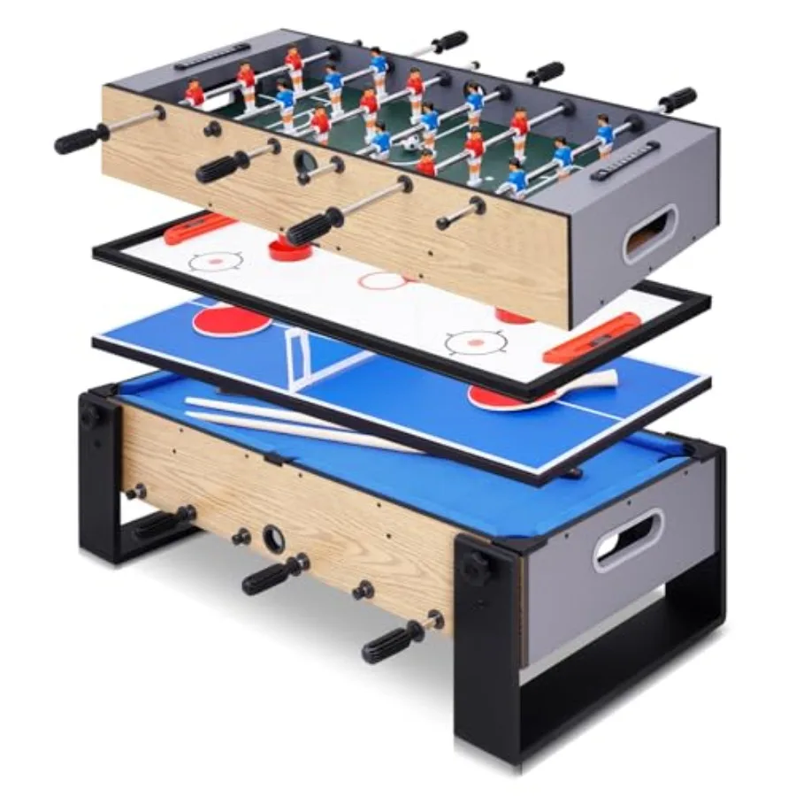 

36 4in1 Swivel Multi Game Table Mini Combination Game Table for Indoor Outdoor Use with Billiard Hockey Foosball and Table Tenn
