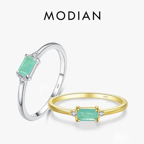 Серебряное кольцо Modian с зеленым турмалином для женщин — фото модели