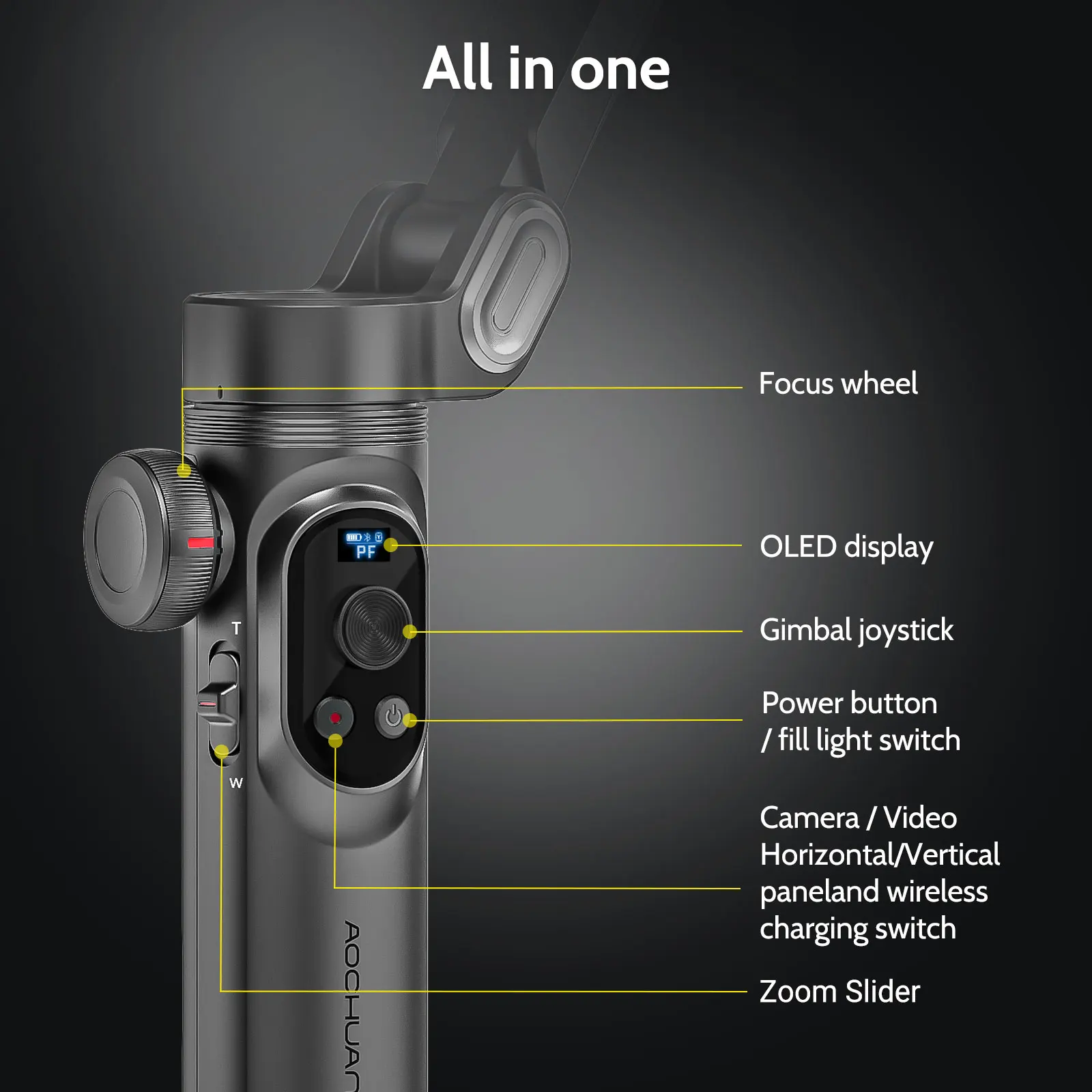 AOCHUAN Smart Xpro SmartPhone Gimbal Stabilizer With RGB magnetic fill light Professional 3-axis stabilizer For iphone Android