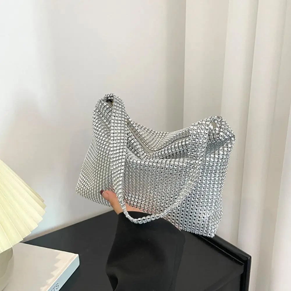 Einfache bunte Strass Handtasche glänzende Reiß verschluss Strass Achsel Tasche koreanischen Stil Make-up Tasche Strass Umhängetasche Mädchen