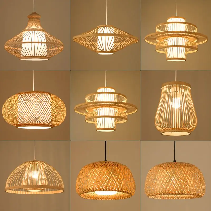 

Bamboo art pendant lights pastoral restaurant hotel homestay bedroom balcony ceiling lantern light luminaria decor chandelier