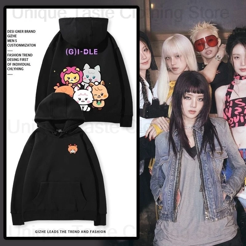 

Толстовки GIDLE I-dle, модная толстовка с буквенным принтом и рисунком MIYEON MINNIE Soyeon YUQI SHUHUA Fans, женская и мужская осенняя свободная толстовка