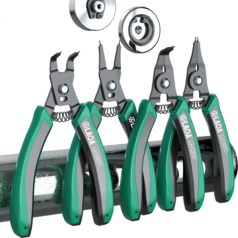 LAOA – pince à anneau de retenue pour composants industriels, arbre avec buse incurvée/buse droite, pince à circlips polyvalente de 5.5 pouces