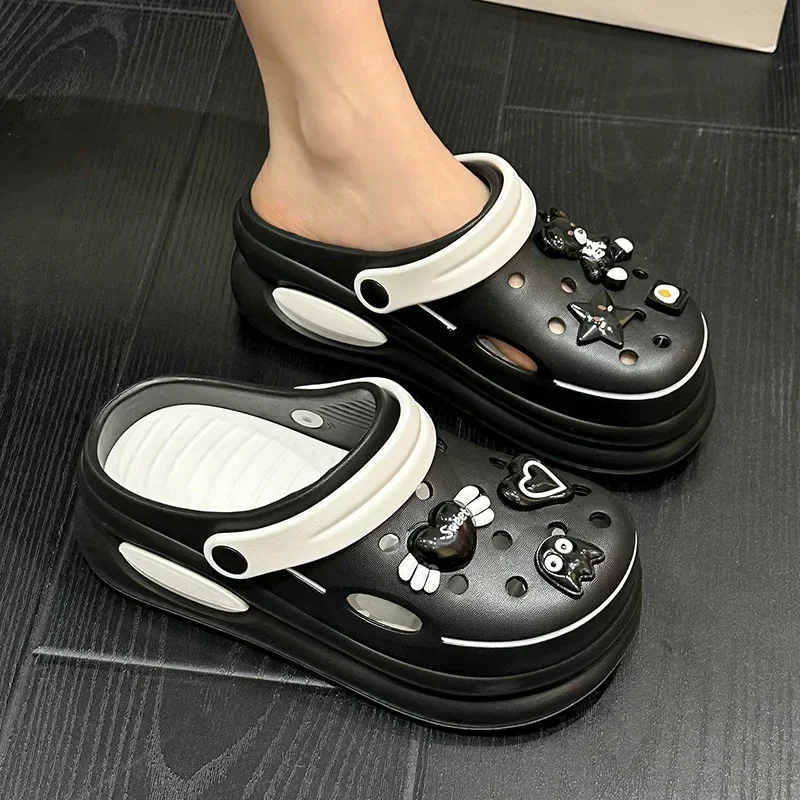 Summer Women Sandals EVA Slipper Garden Hole Shoes Sandals Female External Wear Cartoon Girl Heighten Sandals Beach Half Slipper