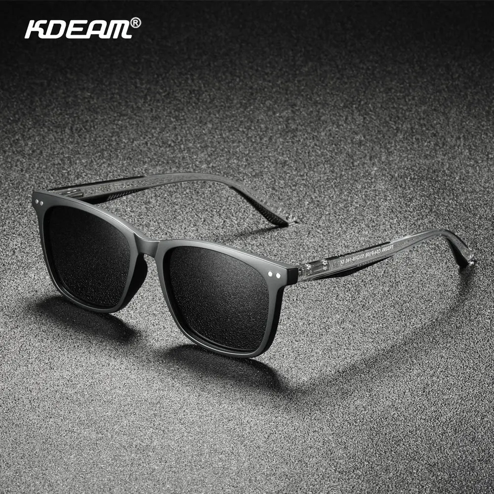 KDEAM 2024 New Square Men\'s Polarized Sunglasses Outdoors TR90 Material Frame Fishing Sun Glasses New Matching Colors With Box