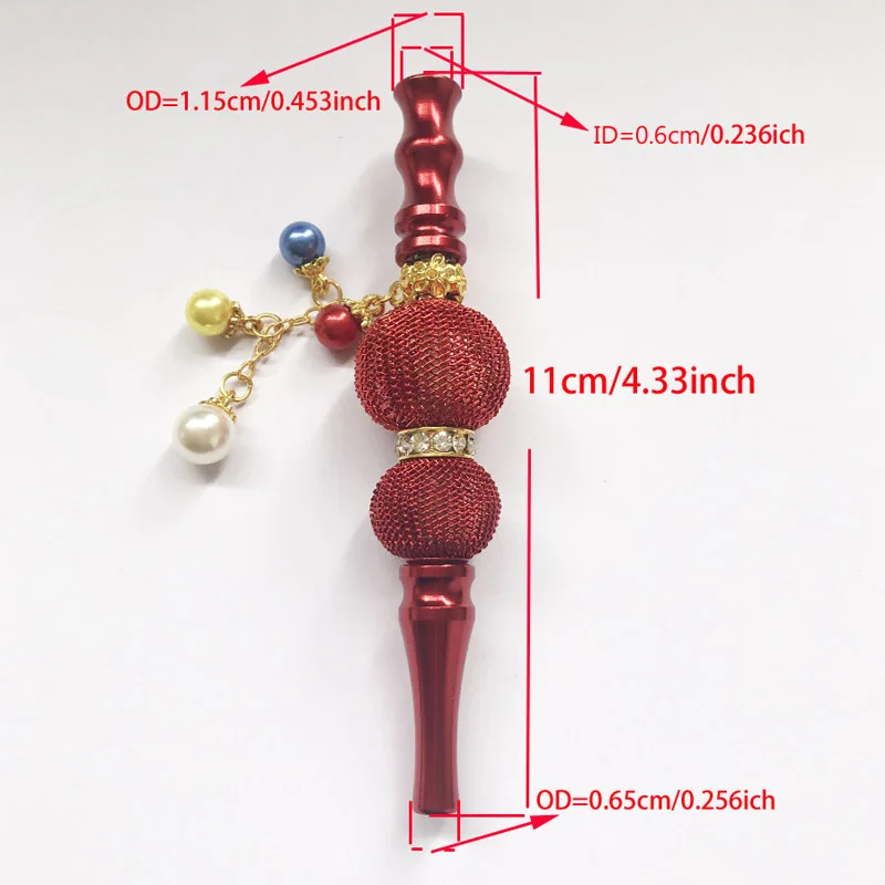 10pcs Portable Mouthpieces Accessories Take a Handful of Jewels Decorated Original Stainless Steel Hookah Mouthpiece