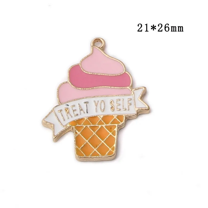 10pcs Diy Fashion Metal Enamel Ice Cream Lolly Charms Ornament Bracelet Pendants For Necklace Earring Jewelry Making Material